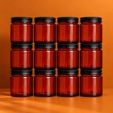 Amber Jar 100ml Premium — Black Lid | Pack of 6 or 12